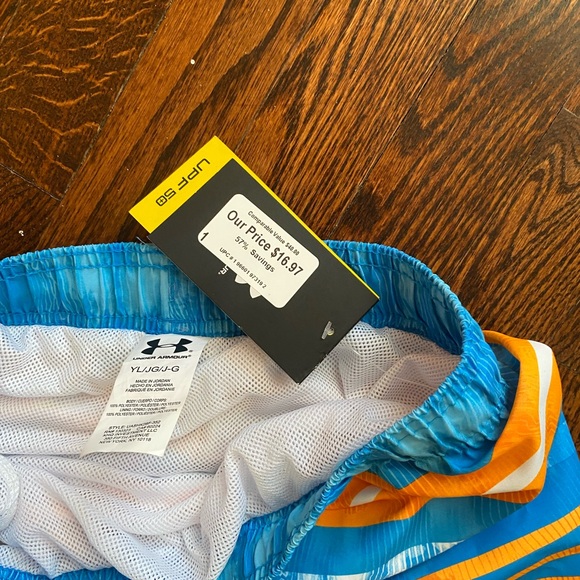 Under Armour Kids Blue and Orange Striped Shorts - Picture 2 of 5